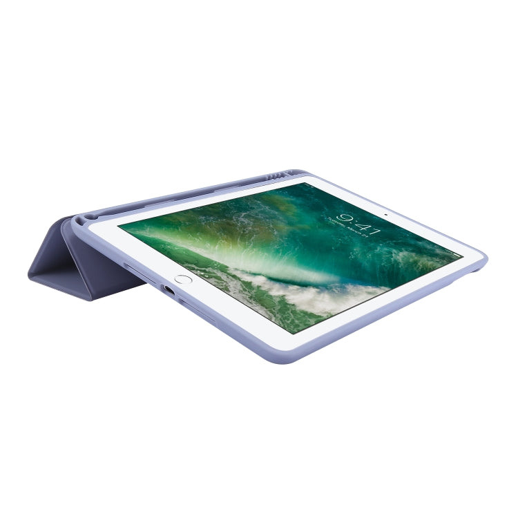Skin Feel Pen Holder Tri-fold Tablet Leather Case For iPad Air 2 / Air / 9.7 2018 / 9.7 2017