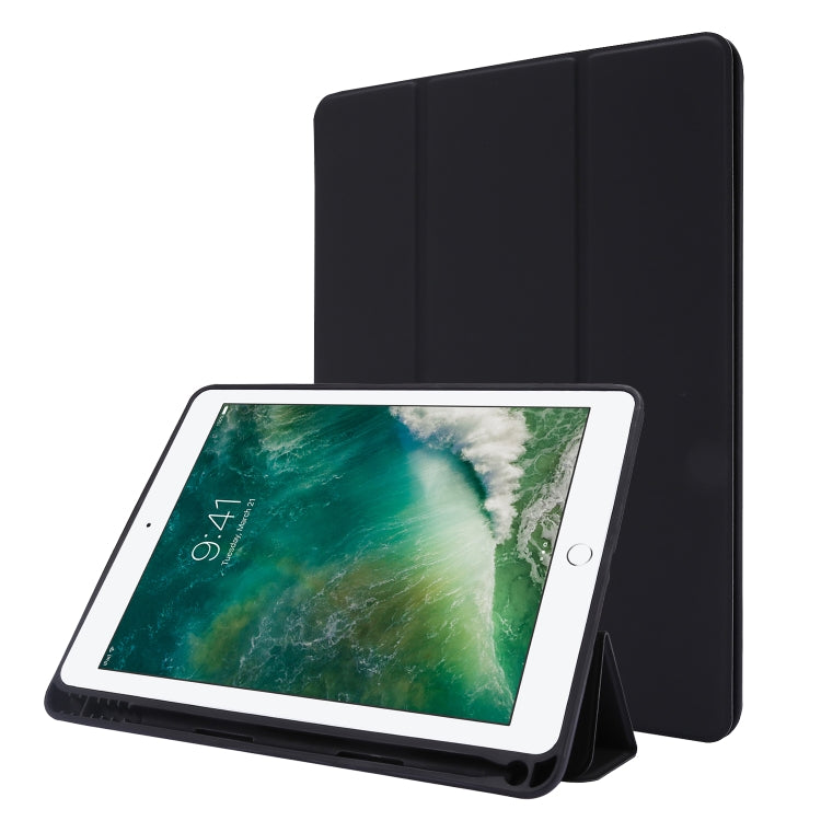Skin Feel Pen Holder Tri-fold Tablet Leather Case For iPad Air 2 / Air / 9.7 2018 / 9.7 2017