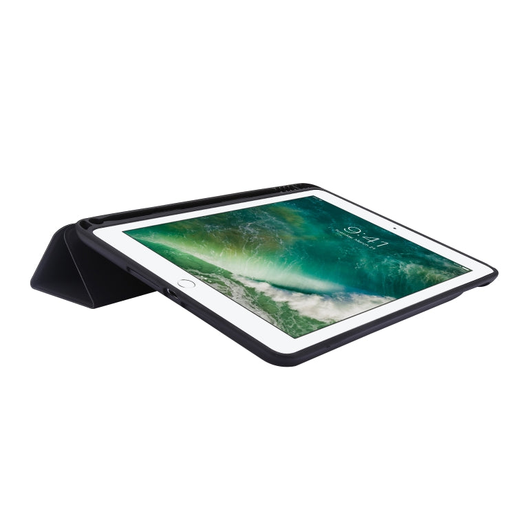 Skin Feel Pen Holder Tri-fold Tablet Leather Case For iPad Air 2 / Air / 9.7 2018 / 9.7 2017