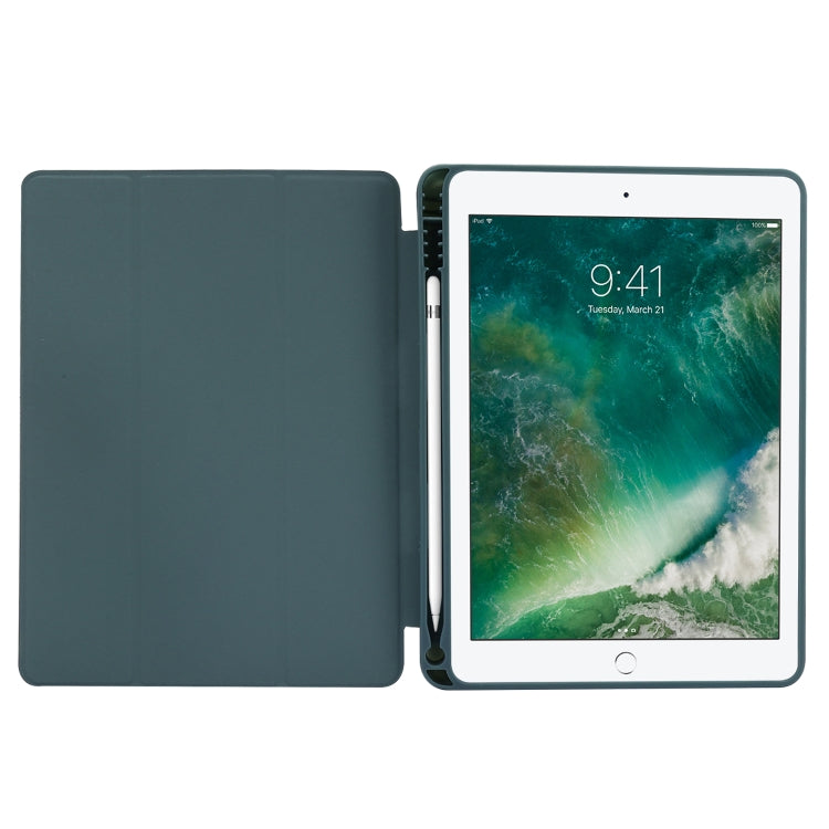 Skin Feel Pen Holder Tri-fold Tablet Leather Case For iPad Air 2 / Air / 9.7 2018 / 9.7 2017