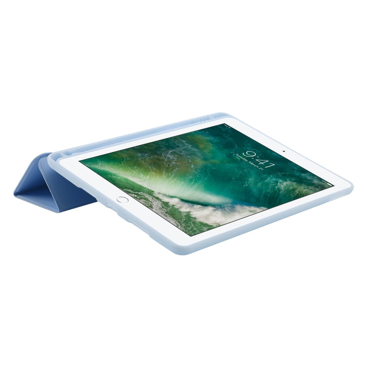 Skin Feel Pen Holder Tri-fold Tablet Leather Case For iPad 10.2 2019 / iPad 10.2 2020 / iPad Air 3 / iPad Pro 10.5