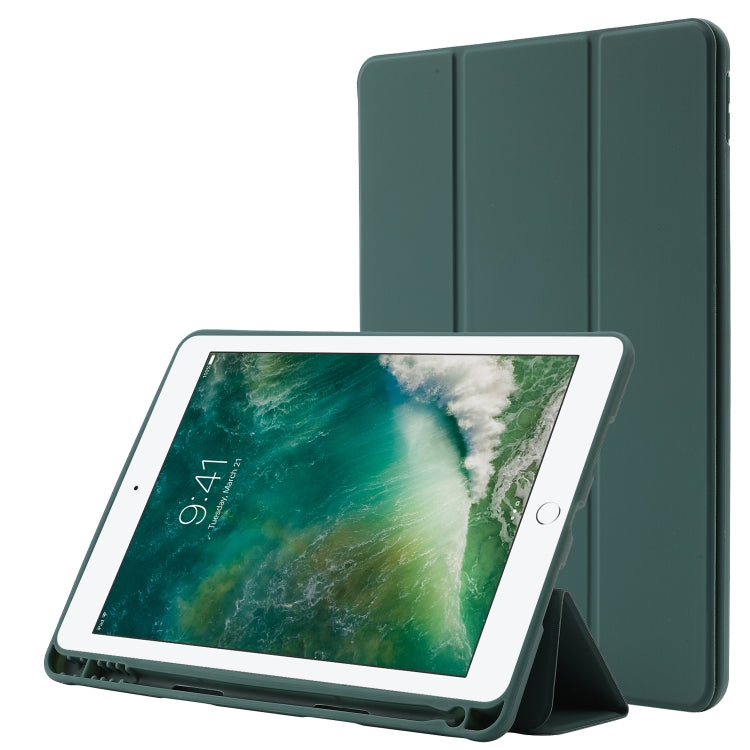 Skin Feel Pen Holder Tri-fold Tablet Leather Case For iPad 10.2 2019 / iPad 10.2 2020 / iPad Air 3 / iPad Pro 10.5