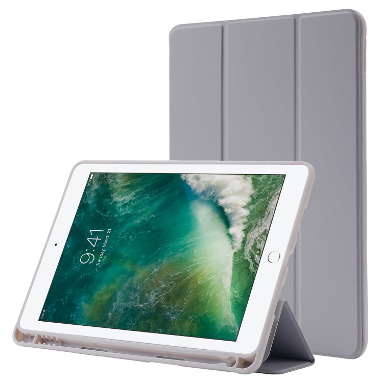 Skin Feel Pen Holder Tri-fold Tablet Leather Case For iPad 10.2 2019 / iPad 10.2 2020 / iPad Air 3 / iPad Pro 10.5