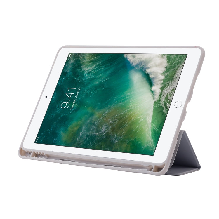 Skin Feel Pen Holder Tri-fold Tablet Leather Case For iPad 10.2 2019 / iPad 10.2 2020 / iPad Air 3 / iPad Pro 10.5