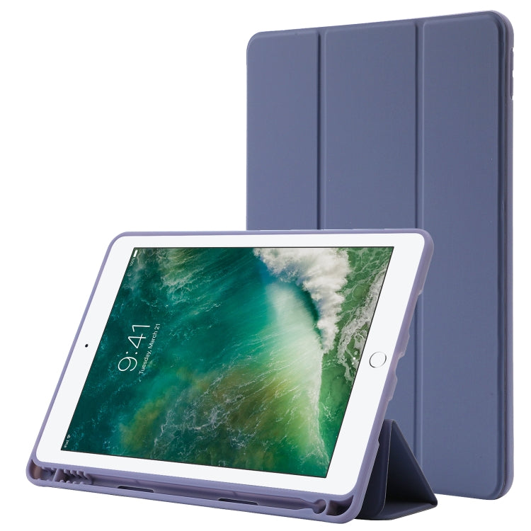 Skin Feel Pen Holder Tri-fold Tablet Leather Case For iPad 10.2 2019 / iPad 10.2 2020 / iPad Air 3 / iPad Pro 10.5