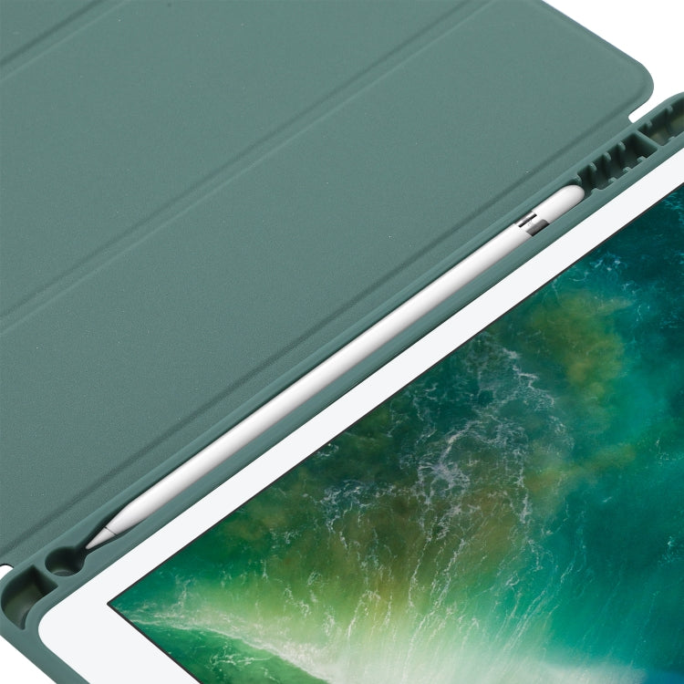 Skin Feel Pen Holder Tri-fold Tablet Leather Case For iPad 10.2 2019 / iPad 10.2 2020 / iPad Air 3 / iPad Pro 10.5