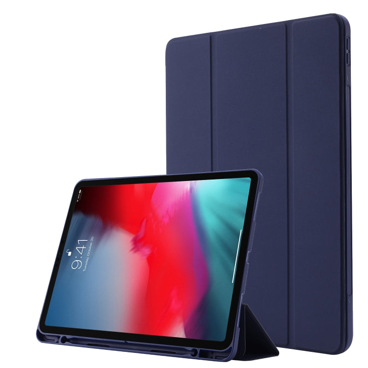 Skin Feel Pen Holder Tri-fold Tablet Leather Case For iPad Pro 11 2022 / 2021 / 2020 / 2018
