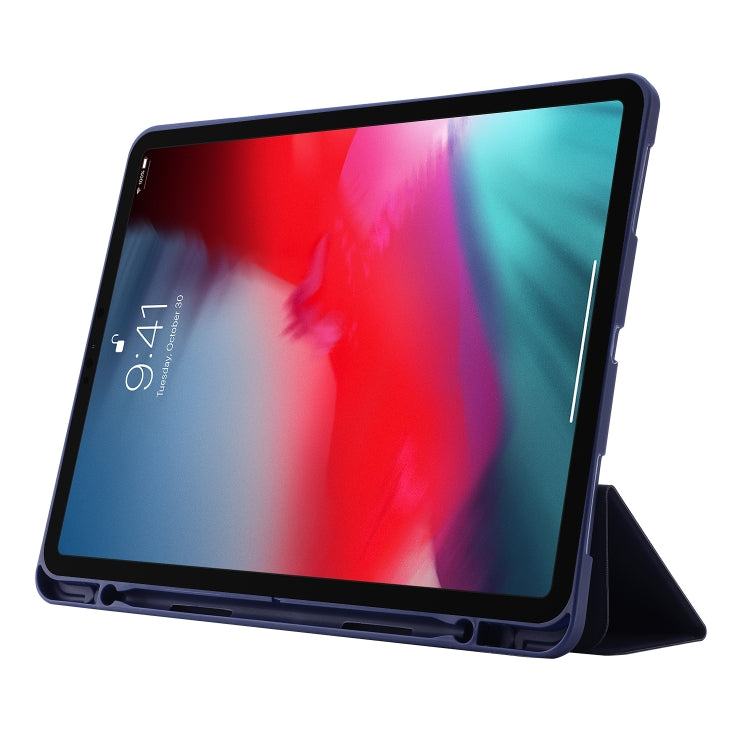 Skin Feel Pen Holder Tri-fold Tablet Leather Case For iPad Pro 11 2022 / 2021 / 2020 / 2018