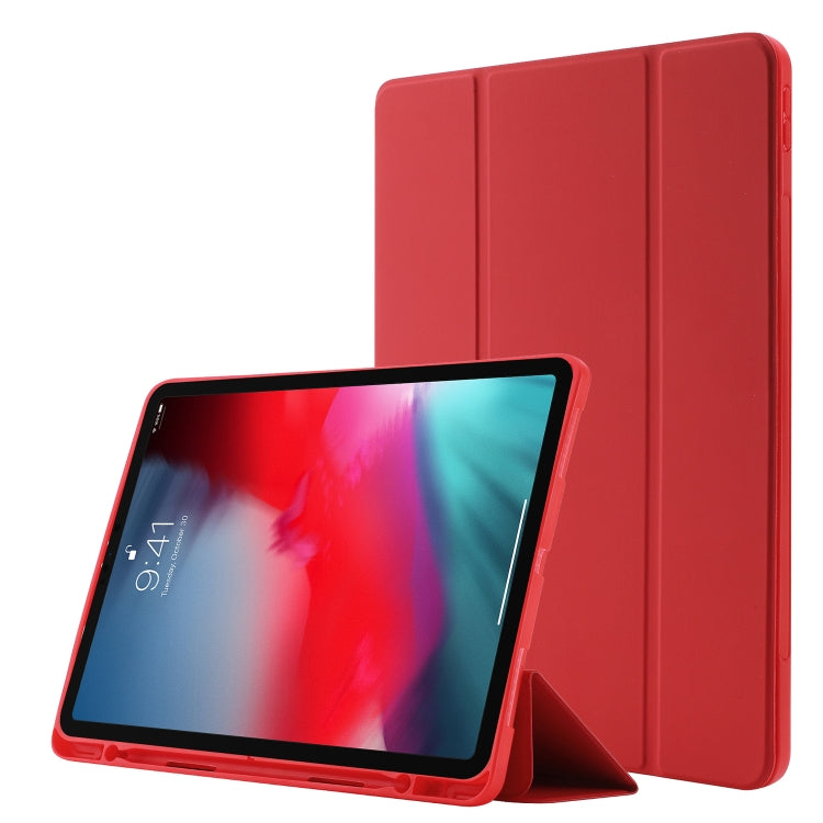 Skin Feel Pen Holder Tri-fold Tablet Leather Case For iPad Pro 11 2022 / 2021 / 2020 / 2018