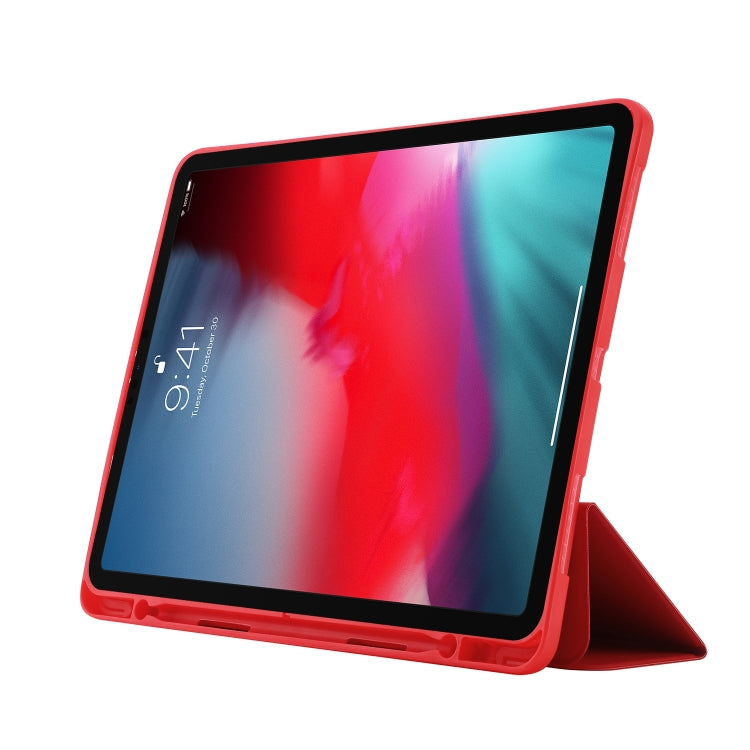 Skin Feel Pen Holder Tri-fold Tablet Leather Case For iPad Pro 11 2022 / 2021 / 2020 / 2018