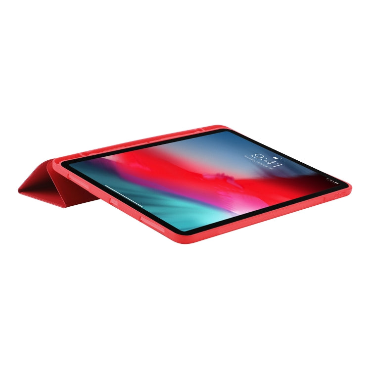 Skin Feel Pen Holder Tri-fold Tablet Leather Case For iPad Pro 11 2022 / 2021 / 2020 / 2018