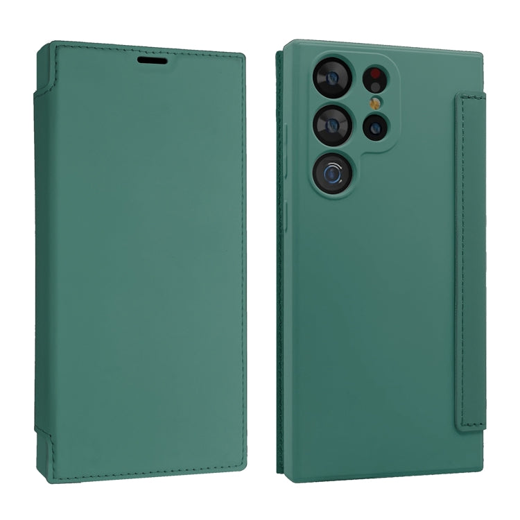 For Samsung Galaxy S23 Ultra 5G Imitate Liquid Skin Feel Leather Phone Case with Card Slots