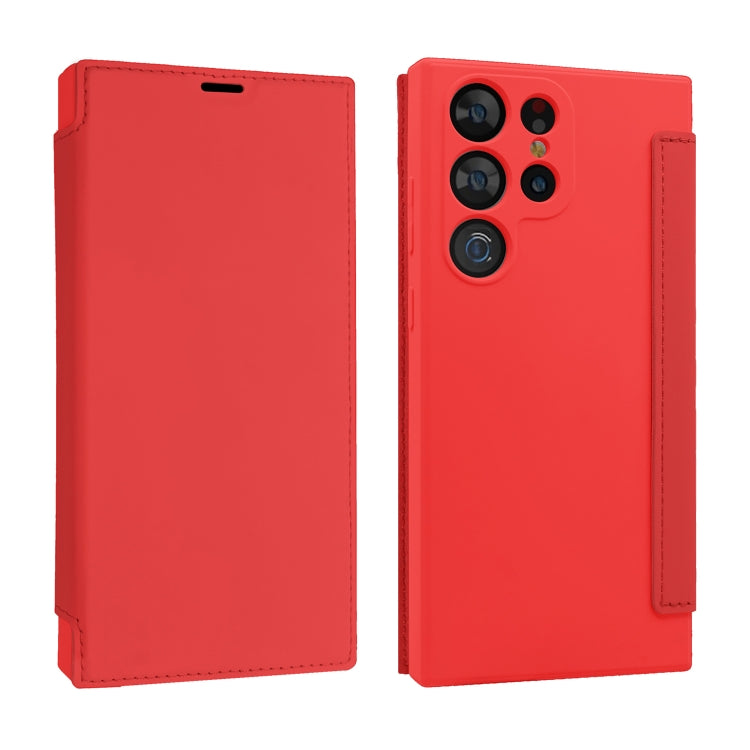 For Samsung Galaxy S23 Ultra 5G Imitate Liquid Skin Feel Leather Phone Case with Card Slots