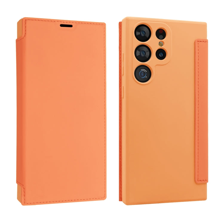 For Samsung Galaxy S23 Ultra 5G Imitate Liquid Skin Feel Leather Phone Case with Card Slots
