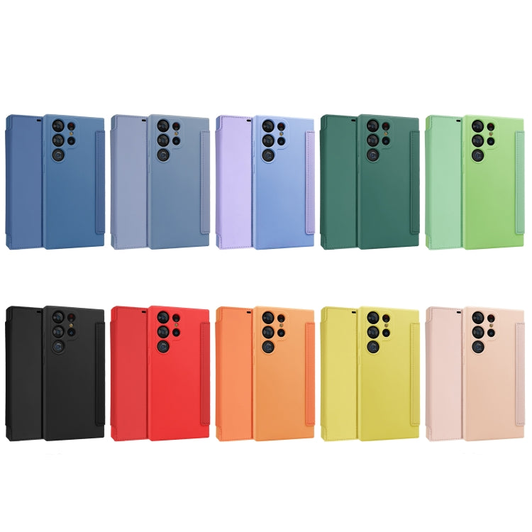 For Samsung Galaxy S23 Ultra 5G Imitate Liquid Skin Feel Leather Phone Case with Card Slots