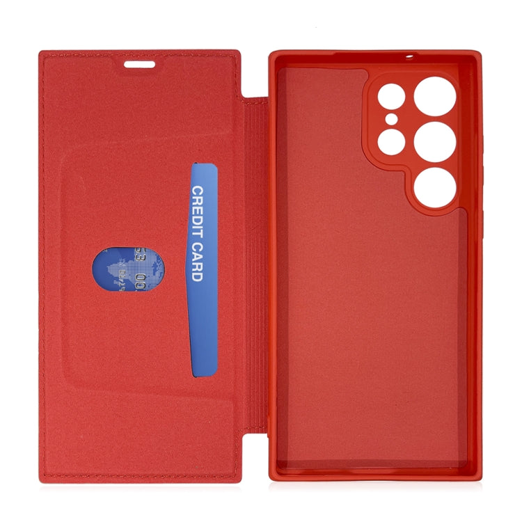 For Samsung Galaxy S23 Ultra 5G Imitate Liquid Skin Feel Leather Phone Case with Card Slots