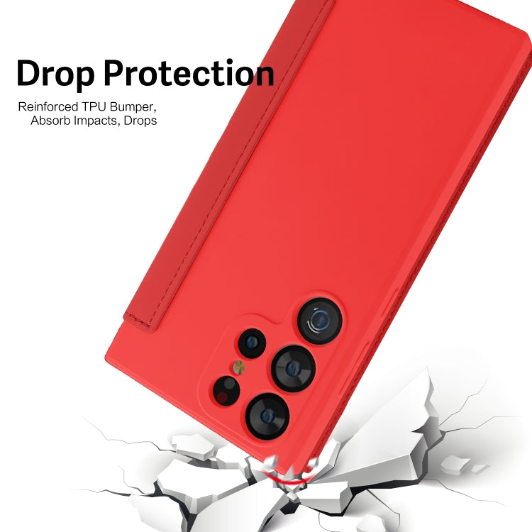 For Samsung Galaxy S23 Ultra 5G Imitate Liquid Skin Feel Leather Phone Case with Card Slots