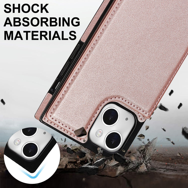 For iPhone 14 Cross-body Square Dual-Buckle Card Flip Wallet Phone Case