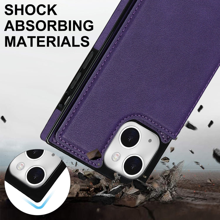 For iPhone 14 Cross-body Square Dual-Buckle Card Flip Wallet Phone Case