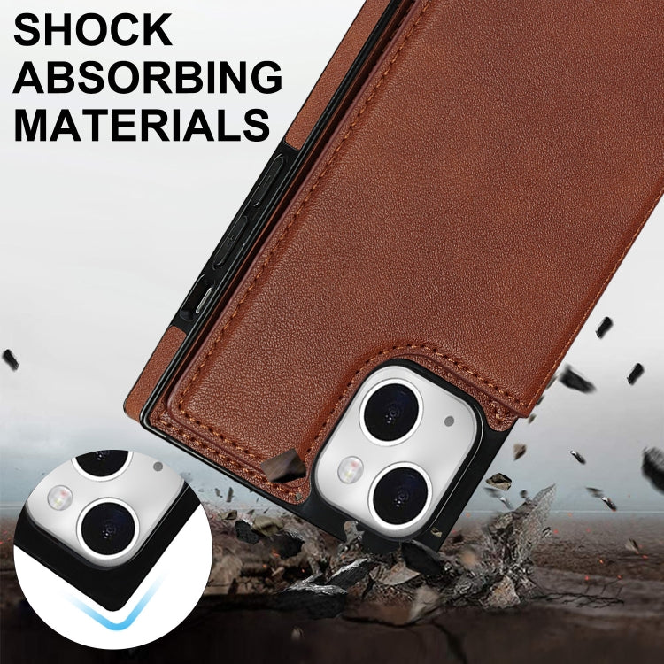 For iPhone 14 Cross-body Square Dual-Buckle Card Flip Wallet Phone Case