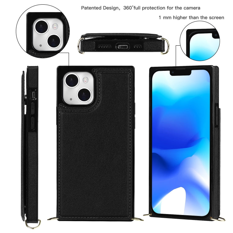 For iPhone 14 Plus Cross-body Square Dual-Buckle Card Flip Wallet Phone Case