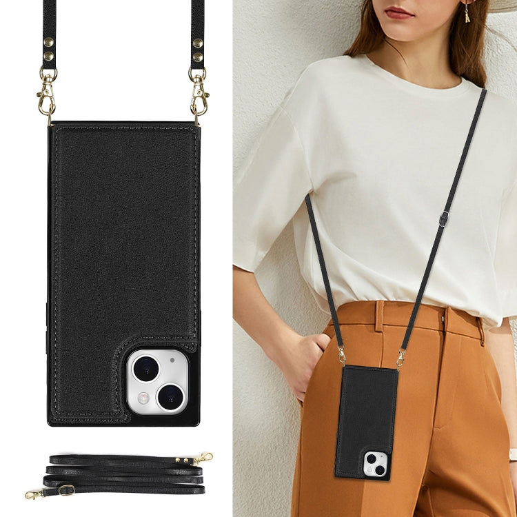 For iPhone 14 Plus Cross-body Square Dual-Buckle Card Flip Wallet Phone Case