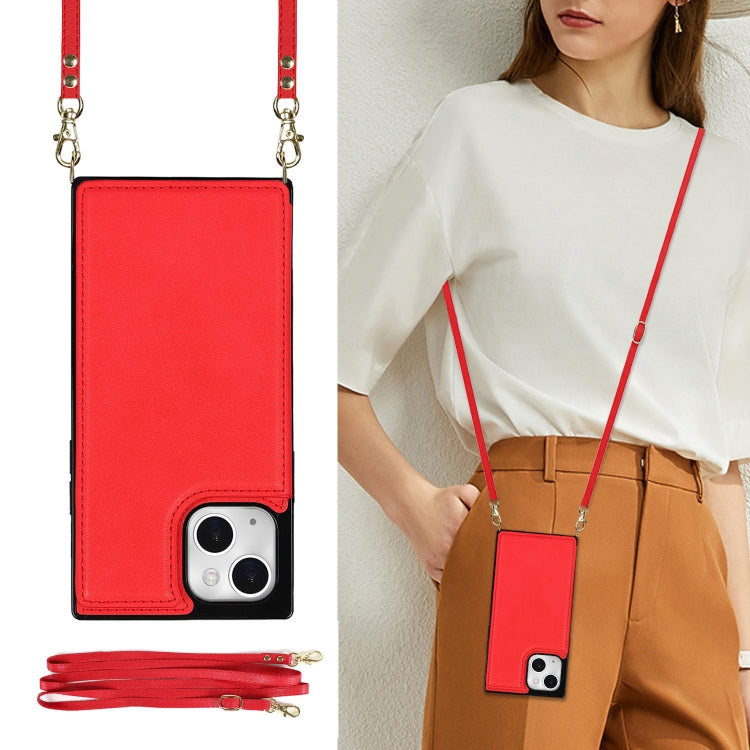 For iPhone 14 Plus Cross-body Square Dual-Buckle Card Flip Wallet Phone Case