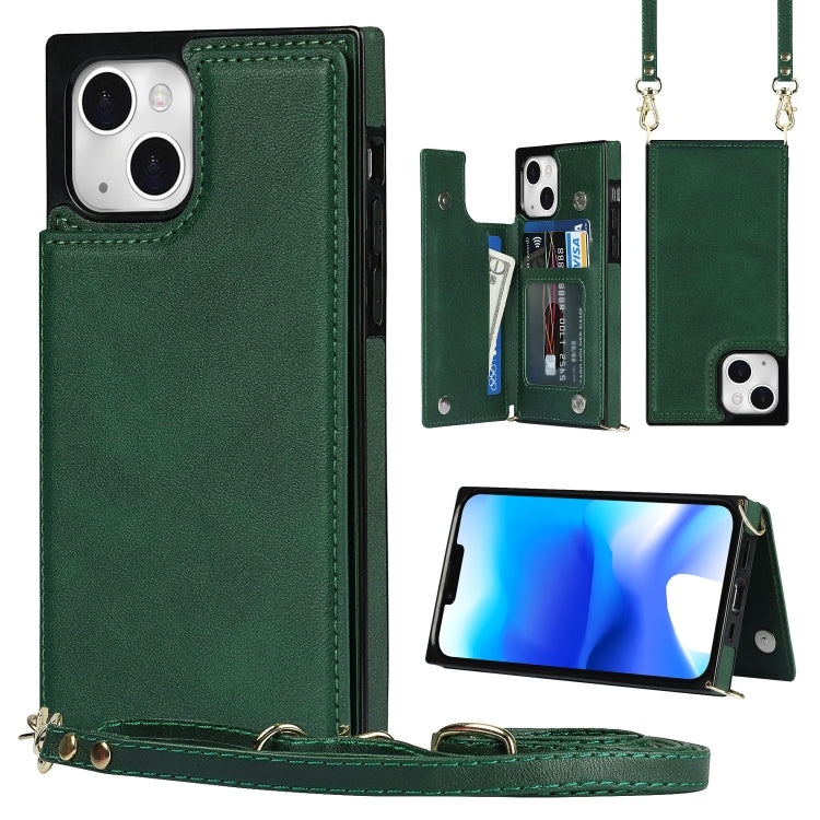 For iPhone 14 Plus Cross-body Square Dual-Buckle Card Flip Wallet Phone Case
