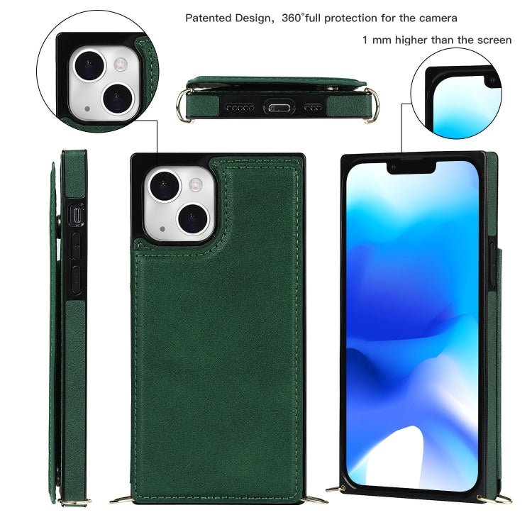 For iPhone 14 Plus Cross-body Square Dual-Buckle Card Flip Wallet Phone Case