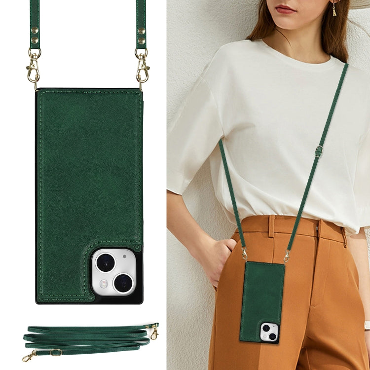 For iPhone 14 Plus Cross-body Square Dual-Buckle Card Flip Wallet Phone Case