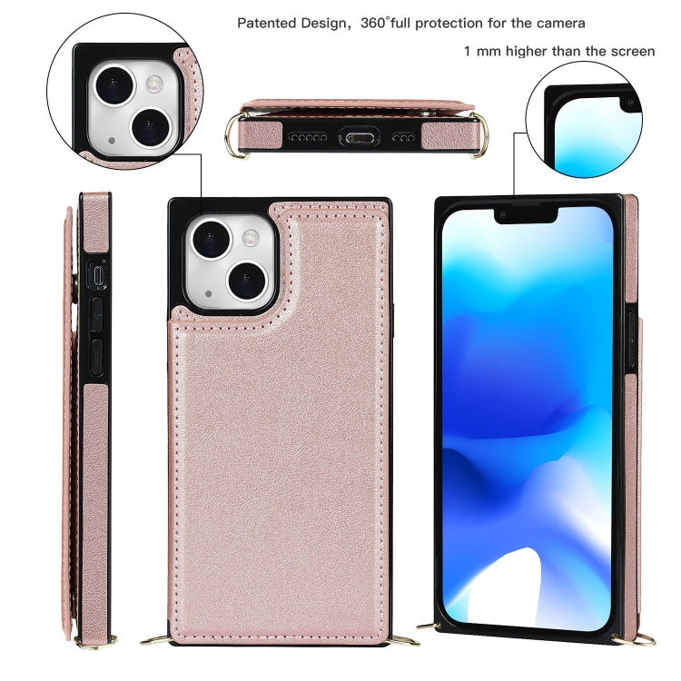 For iPhone 14 Plus Cross-body Square Dual-Buckle Card Flip Wallet Phone Case