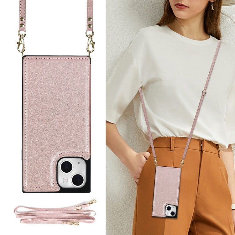 For iPhone 14 Plus Cross-body Square Dual-Buckle Card Flip Wallet Phone Case
