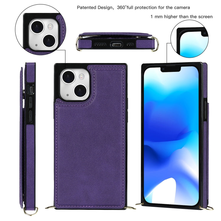For iPhone 14 Plus Cross-body Square Dual-Buckle Card Flip Wallet Phone Case