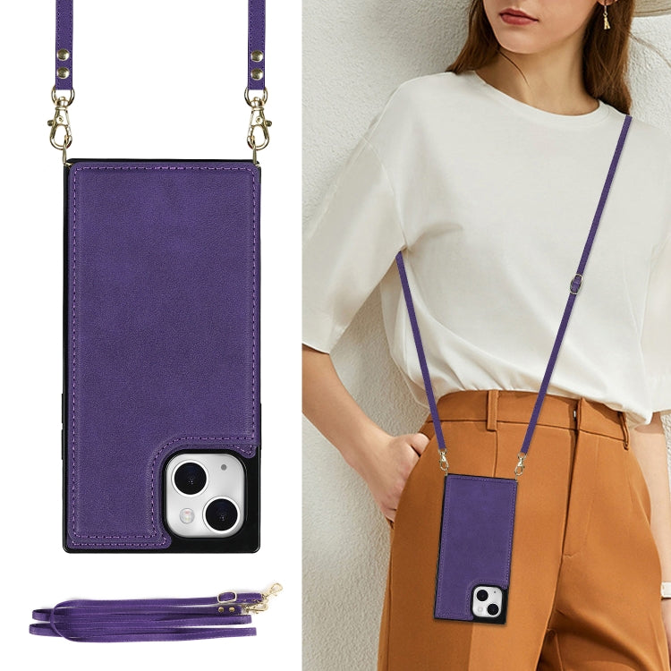 For iPhone 14 Plus Cross-body Square Dual-Buckle Card Flip Wallet Phone Case