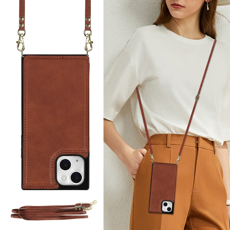 For iPhone 14 Plus Cross-body Square Dual-Buckle Card Flip Wallet Phone Case