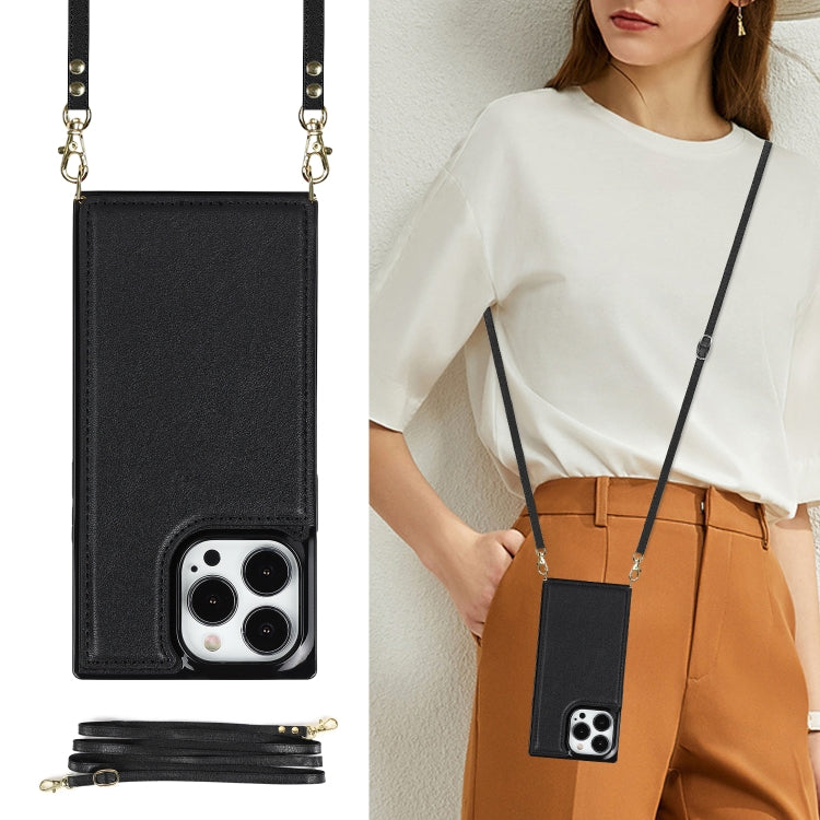 For iPhone 14 Pro Cross-body Square Dual-Buckle Card Flip Wallet Phone Case