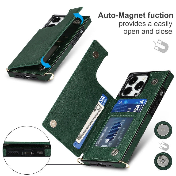 For iPhone 14 Pro Cross-body Square Dual-Buckle Card Flip Wallet Phone Case