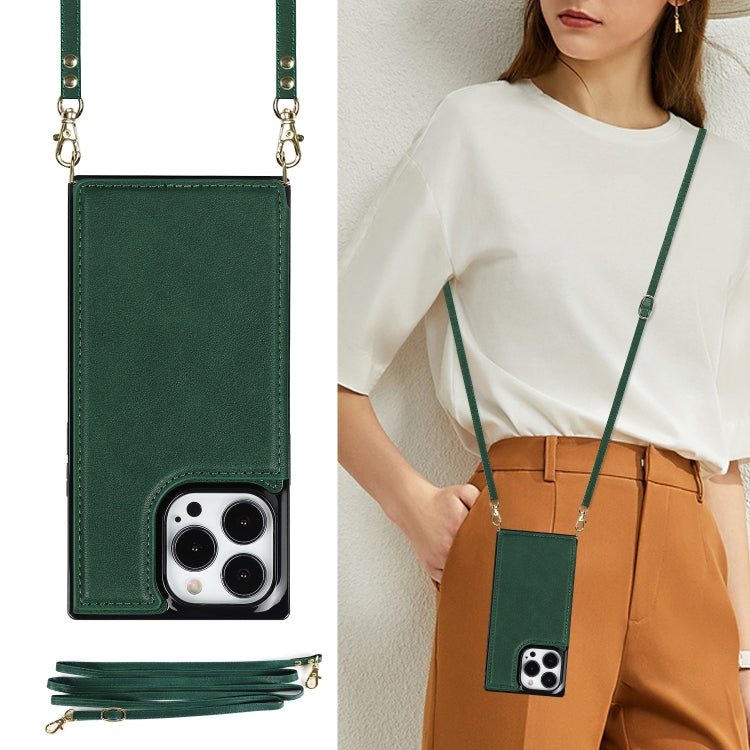 For iPhone 14 Pro Cross-body Square Dual-Buckle Card Flip Wallet Phone Case