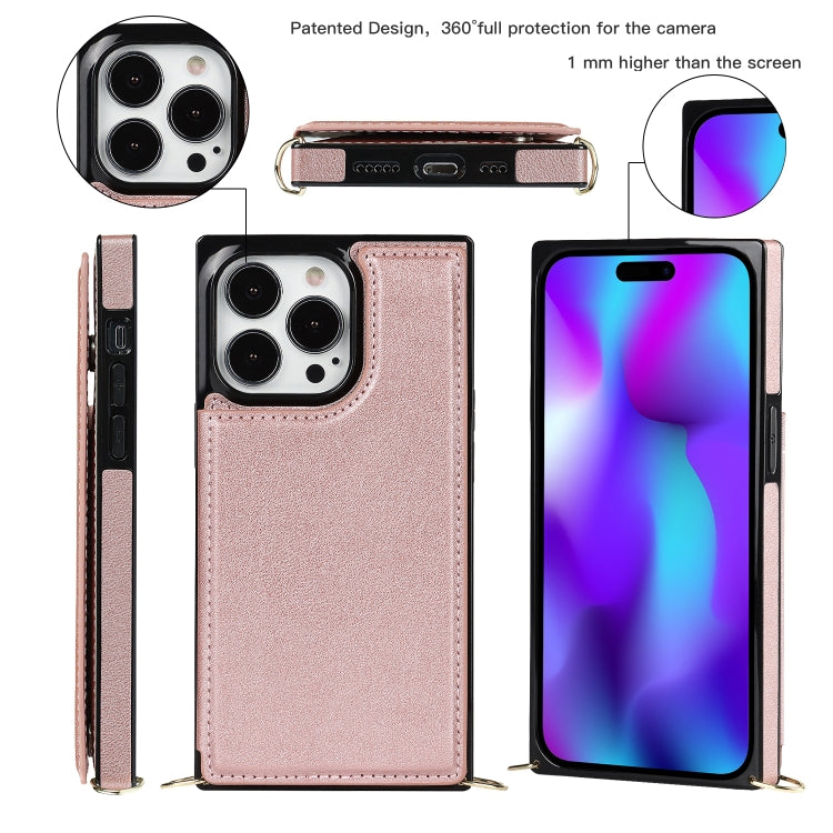 For iPhone 14 Pro Cross-body Square Dual-Buckle Card Flip Wallet Phone Case