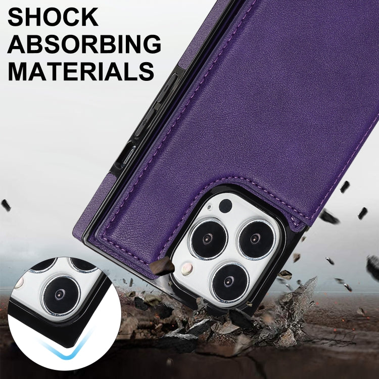 For iPhone 14 Pro Cross-body Square Dual-Buckle Card Flip Wallet Phone Case