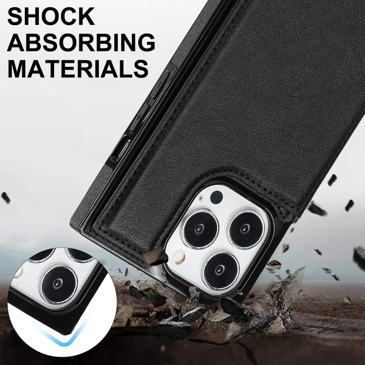For iPhone 14 Pro Max Cross-body Square Dual-Buckle Card Flip Wallet Phone Case