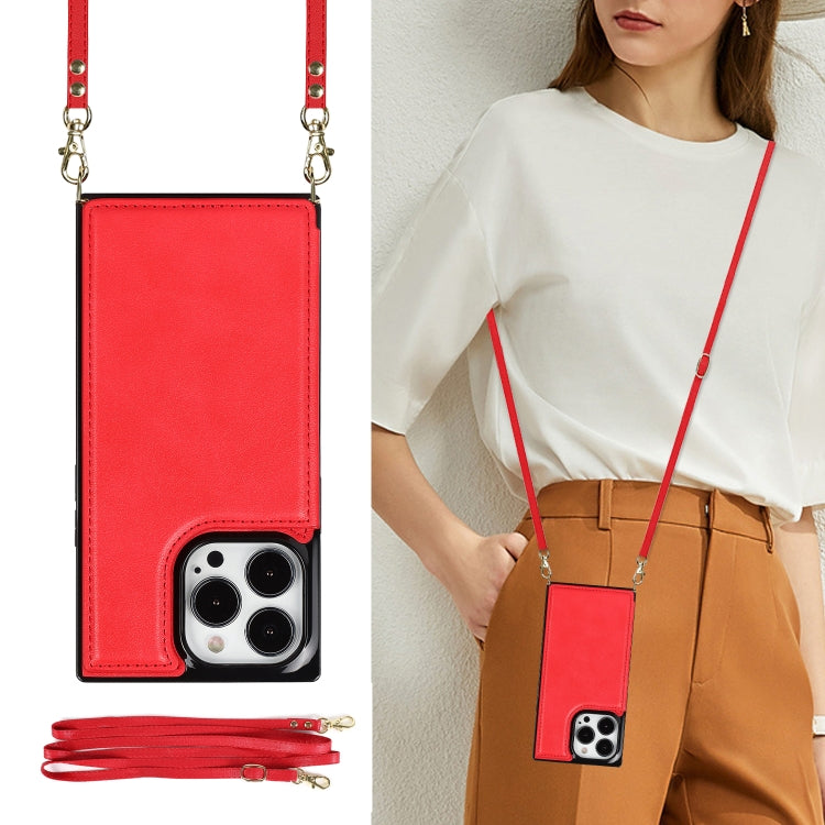 For iPhone 14 Pro Max Cross-body Square Dual-Buckle Card Flip Wallet Phone Case