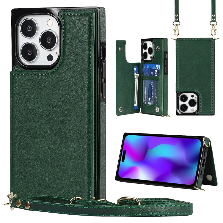 For iPhone 14 Pro Max Cross-body Square Dual-Buckle Card Flip Wallet Phone Case