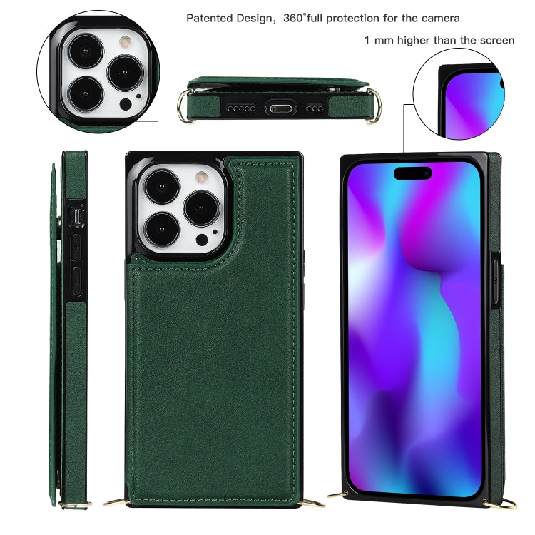 For iPhone 14 Pro Max Cross-body Square Dual-Buckle Card Flip Wallet Phone Case
