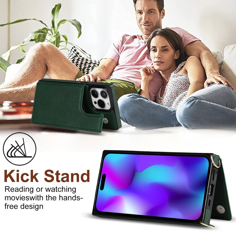For iPhone 14 Pro Max Cross-body Square Dual-Buckle Card Flip Wallet Phone Case