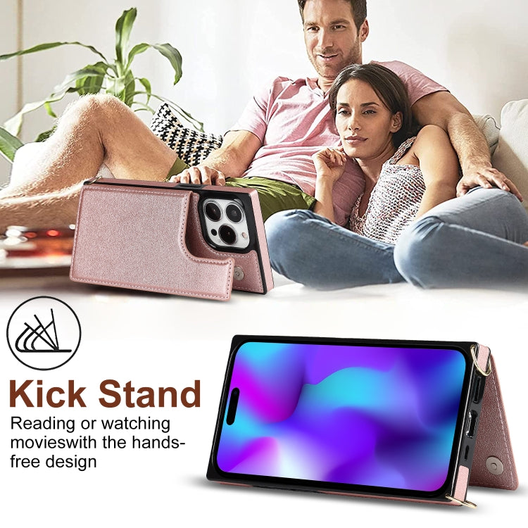 For iPhone 14 Pro Max Cross-body Square Dual-Buckle Card Flip Wallet Phone Case