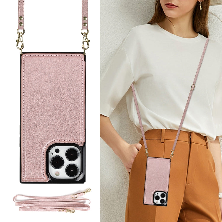 For iPhone 14 Pro Max Cross-body Square Dual-Buckle Card Flip Wallet Phone Case