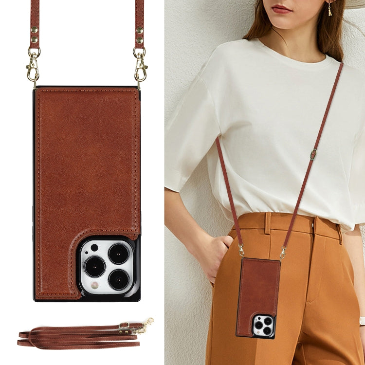For iPhone 14 Pro Max Cross-body Square Dual-Buckle Card Flip Wallet Phone Case