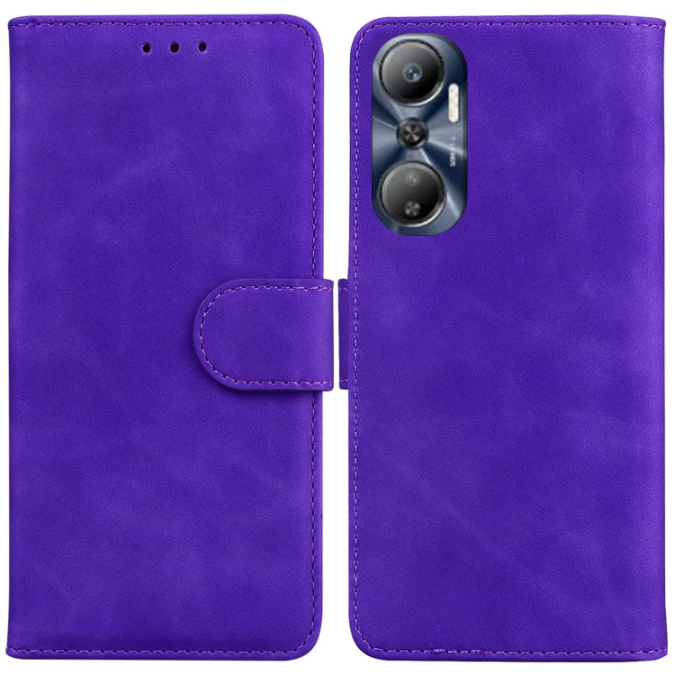 For Infinix Hot 20 Skin Feel Pure Color Flip Leather Phone Case
