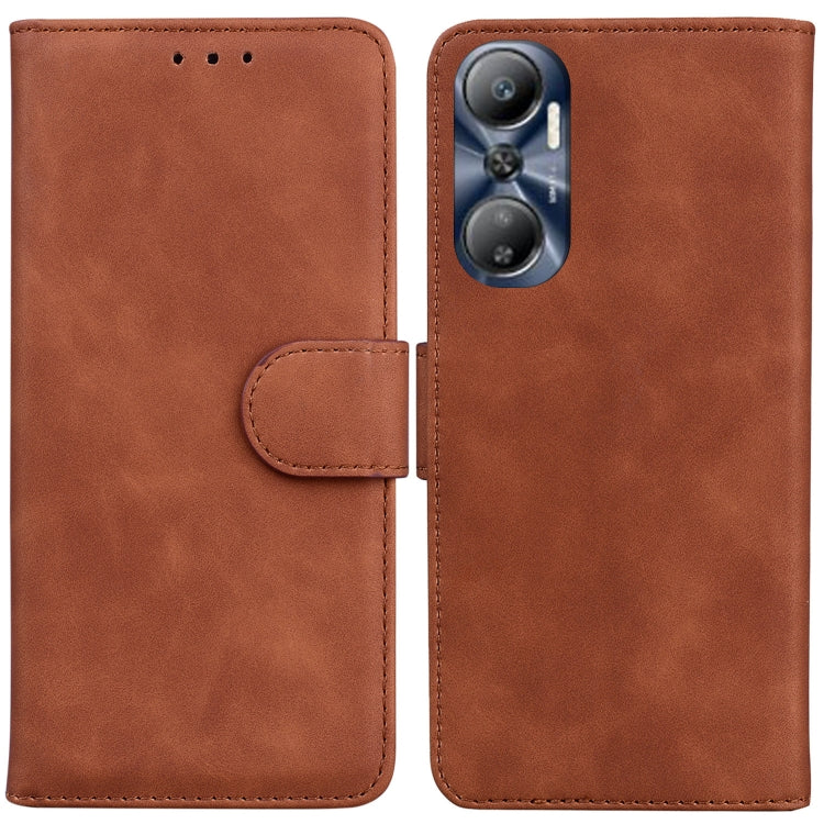 For Infinix Hot 20 Skin Feel Pure Color Flip Leather Phone Case